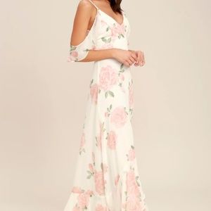 TAKE YOU THERE IVORY FLORAL PRINT MAXI DRESS
